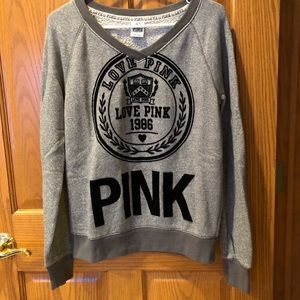 PINK Victoria’s Secret Gray V-Neck Crewneck